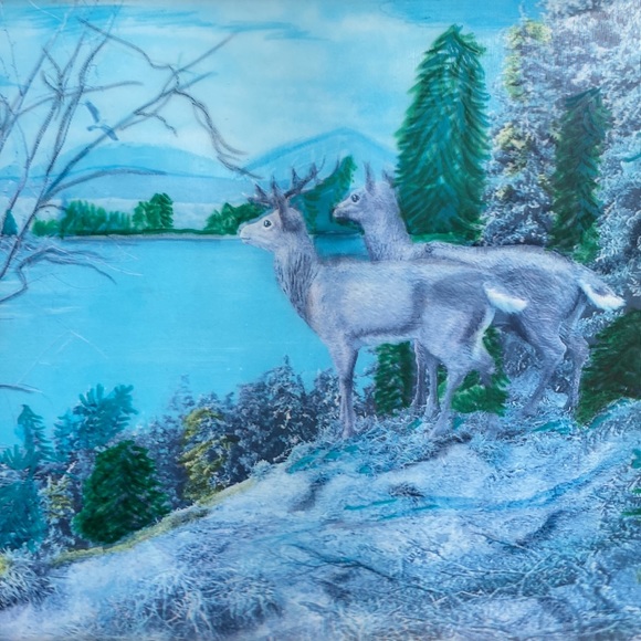 Vintage Framed Hologram “Deer In The Mountains” - Picture 10 of 12